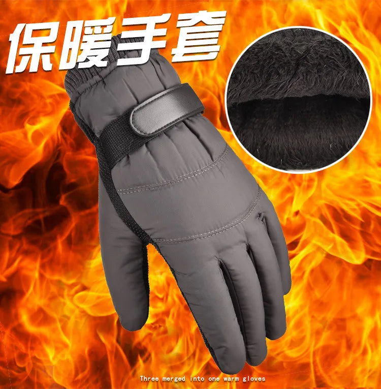 Winter Gloves Men Windproof Down Alternative Fleece Lined Thickened Warm Autumn Winter Motorcycle Cycling E-Bike Ski