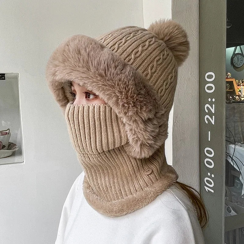 Women's Cozy Twist Knit Pompom Beanie