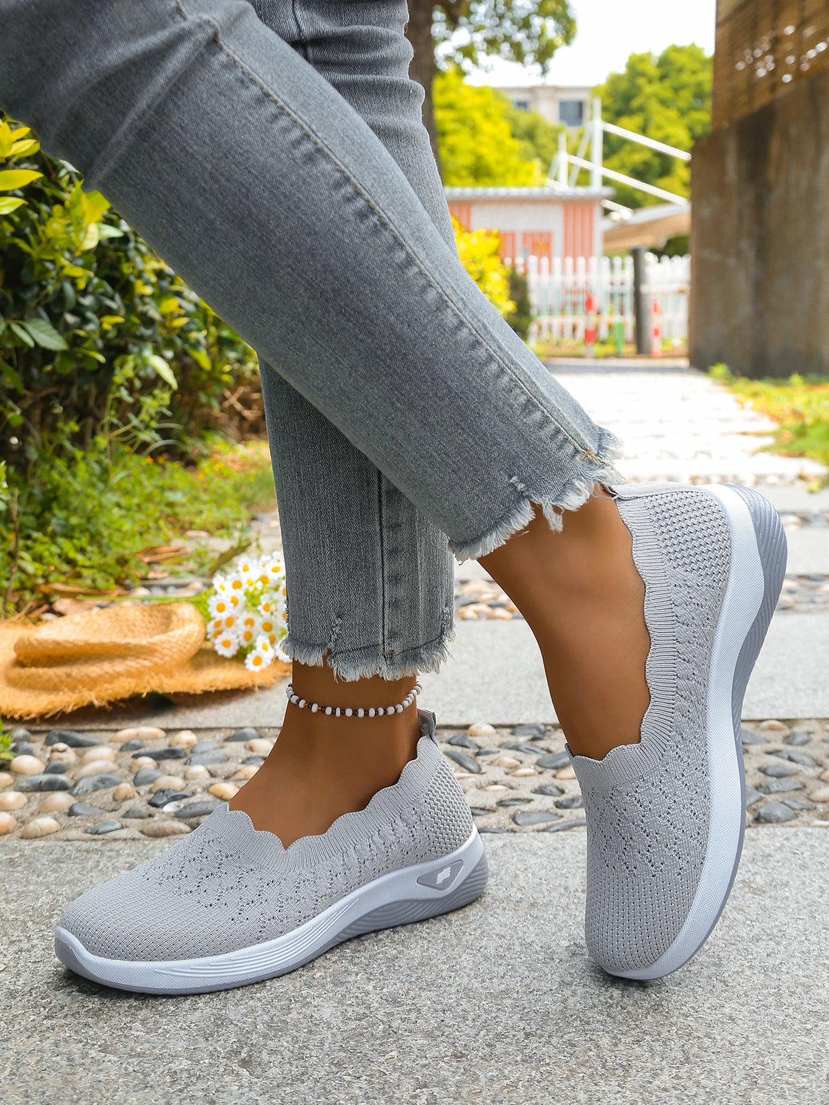 Women's 2026 Summer Breathable Knit Slip-On Sneakers Ultra Lightweight Soft Sole Comfortable Casual Loafers for Daily Work Walk