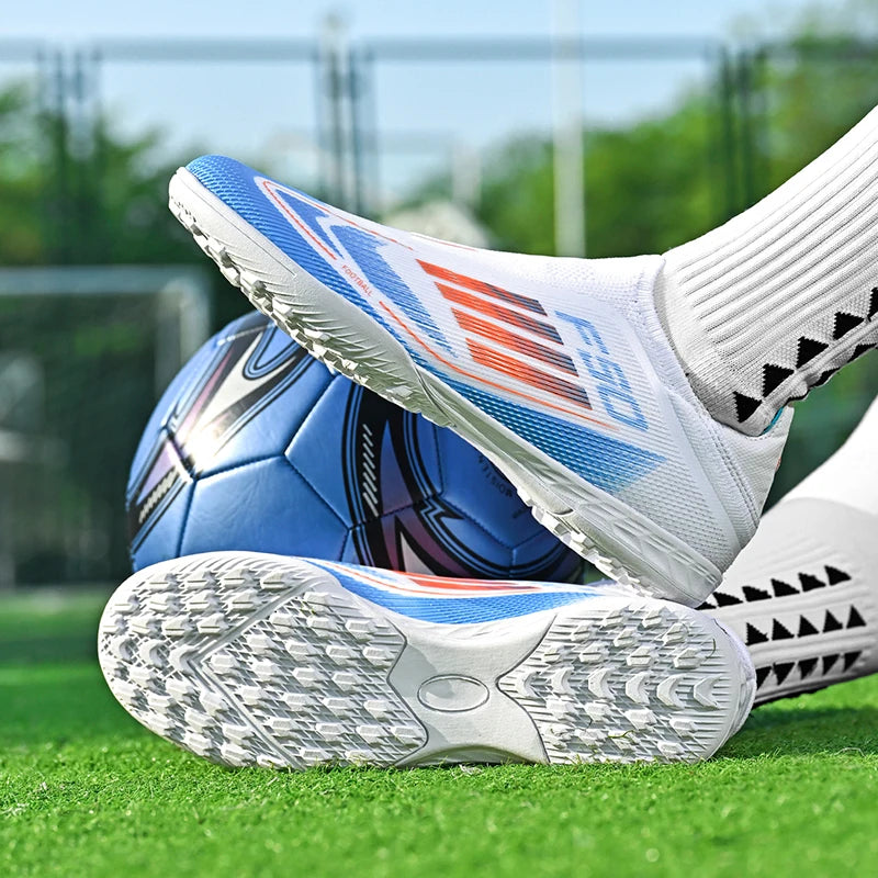 Men's Football Boots Without-lace Youth FG/TF Field Training Studded Fast Soccer Cleats Professional Non Slip Football Shoes