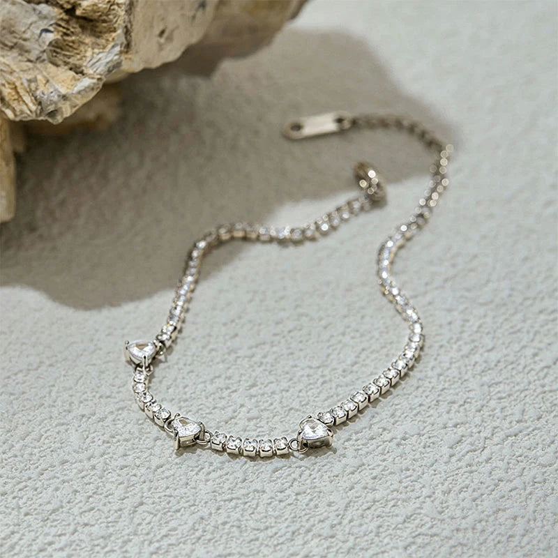 Women’s Heart Moissanite Tennis Bracelet – 14K Gold-Filled Fine Jewelry Gift