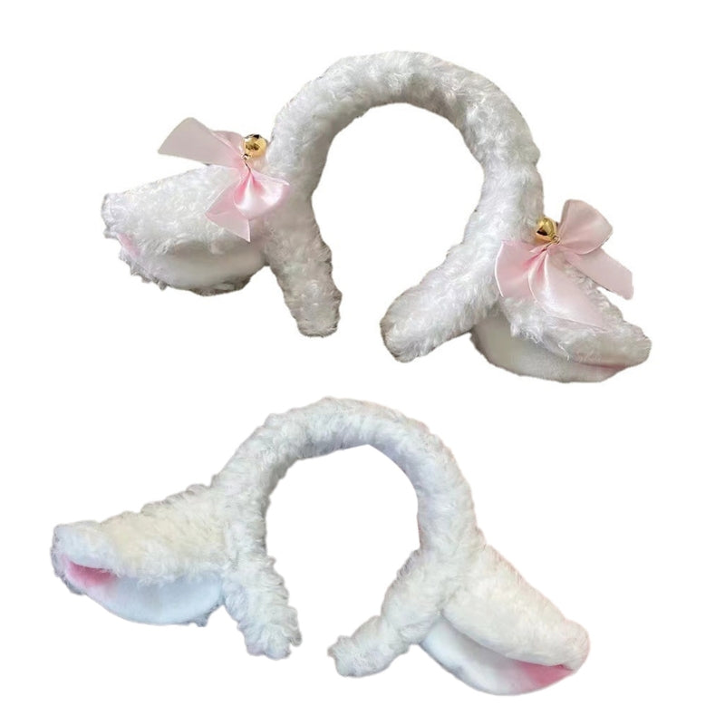 Soft  Lamb Headband Animal Shape Plush Ears Hair Hoop for Washing Face Fluffy Animal Hairbands Cartoon Costume T8NB