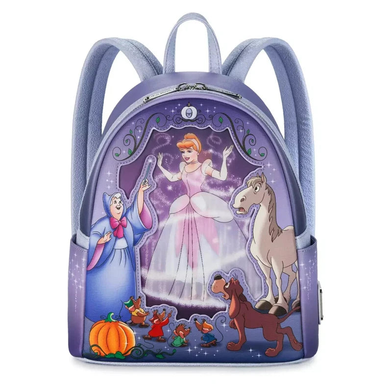 Loungefly Disney Princess Colored Glass Collection Mini Backpack & Wallet – Snow White & Princess Belle Fashion Accessories
