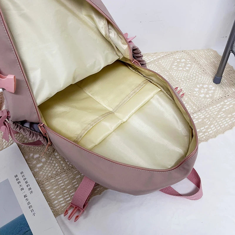 Cute Women’s Waterproof Nylon Backpack – Multi-Pocket Kawaii School Bag, Laptop & Book Pack for Girls, Stylish Student Travel Backpack