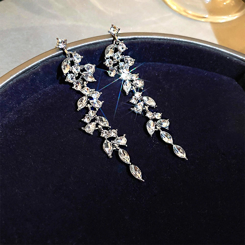 Crystal Zircon Geometric Drop Earrings