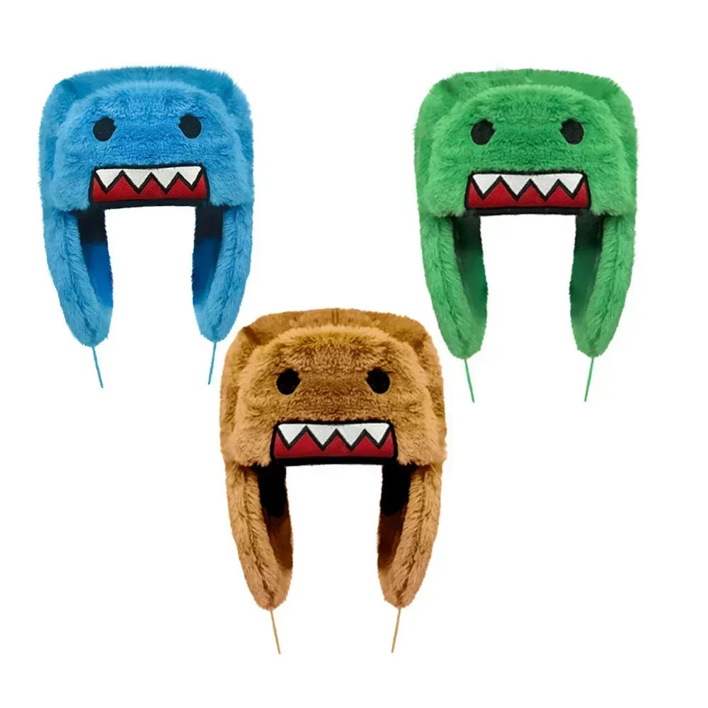 Domo Kun Cartoon Winter Warm Autume Brown Hats Ushanka Hats Cute Embroidery Cap for Girl Kids Anime Earfla Gorras Men Women Caps