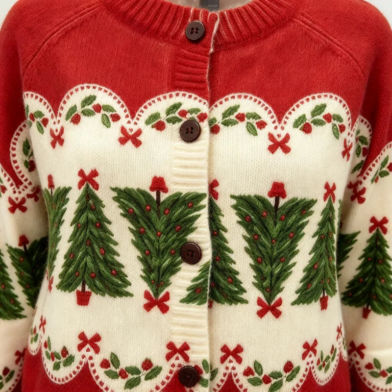 Women's Vintage Christmas Tree Cardigan