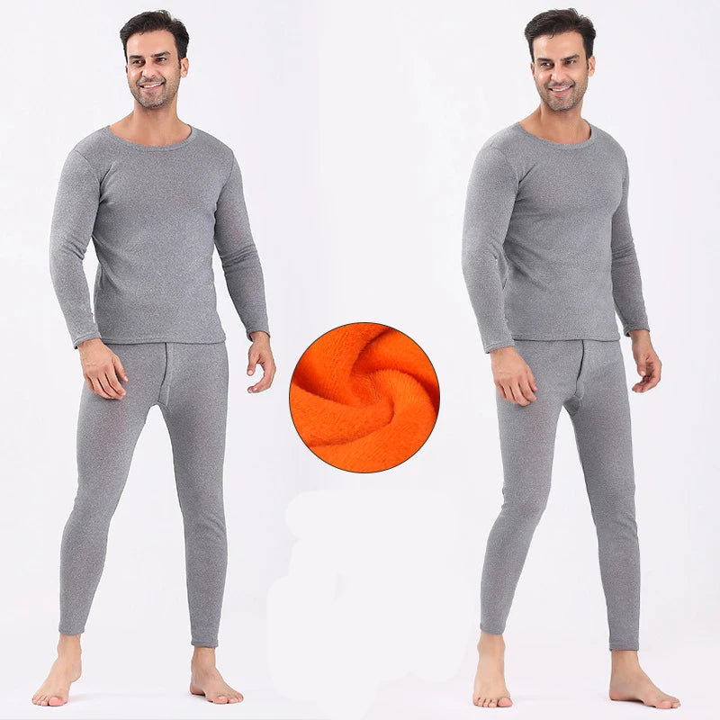 Men's Thick Fleece-Lined Thermal Underwear Set