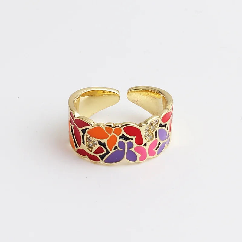 Women’s Gold-Plated Zircon Botanical Statement Ring