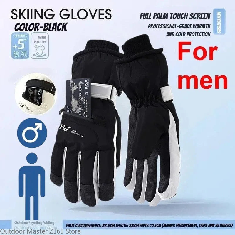 Winter Cycling Gloves Non Slip Touch Ski Gloves Snowboard Accessories Waterproof Pocket Warm Men's and Women's Thermal Gloves