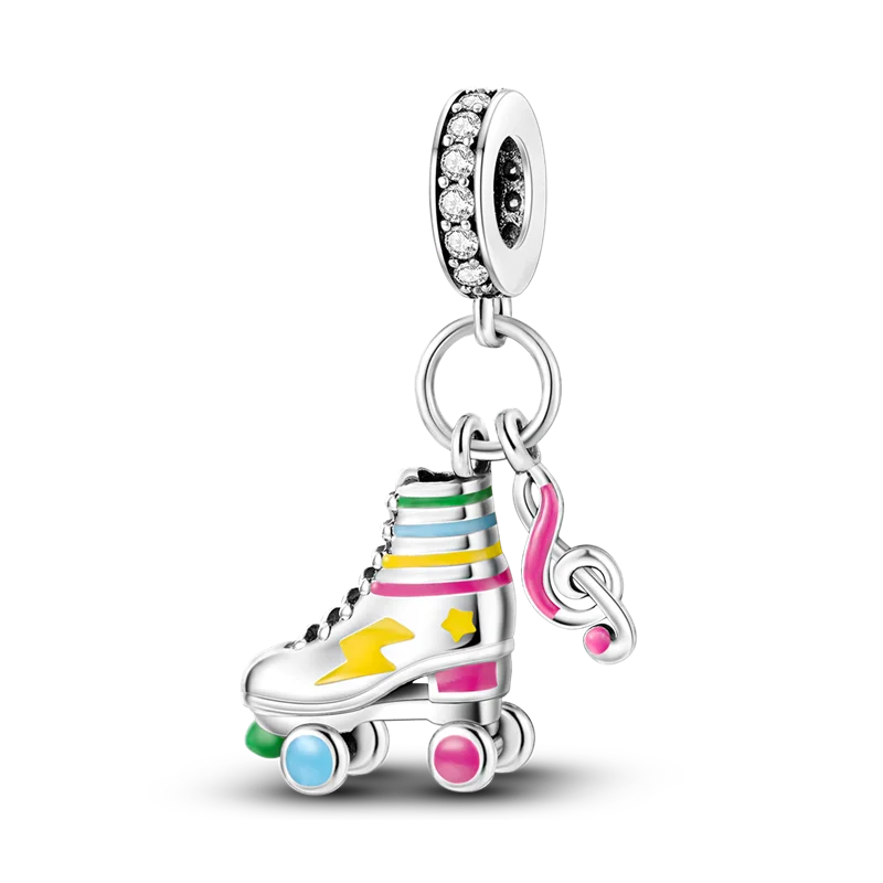 925 Sterling Silver Pink Ballet Girl Bow Pendant Charm Bead for Women – Elegant DIY Jewelry Making Charm for Bracelets & Necklaces