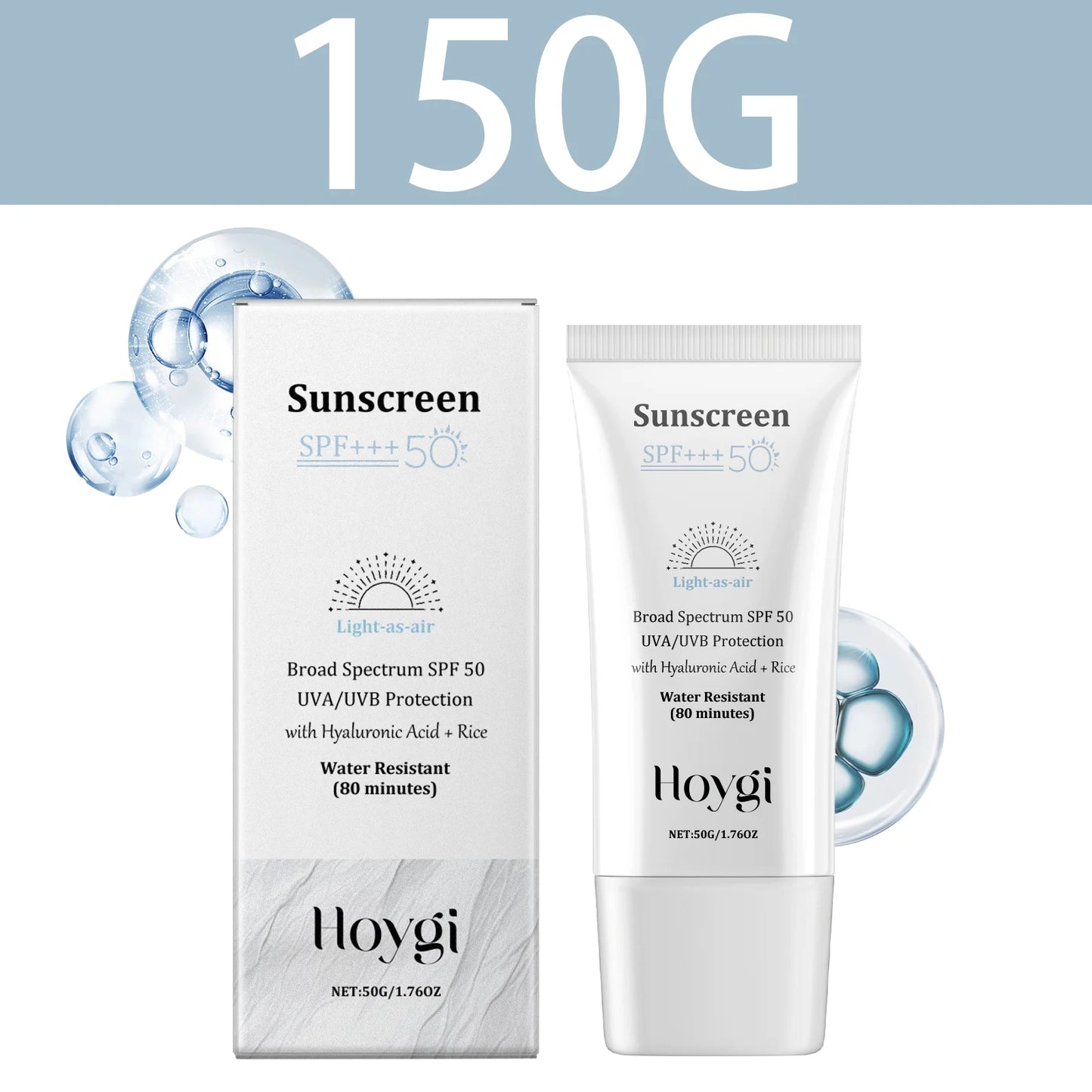 HOYGI SPF50 Facial Sunscreen – Hyaluronic Acid Moisturizing Face Cream, Skin-Brightening Sunblock & Daily Korean Skincare