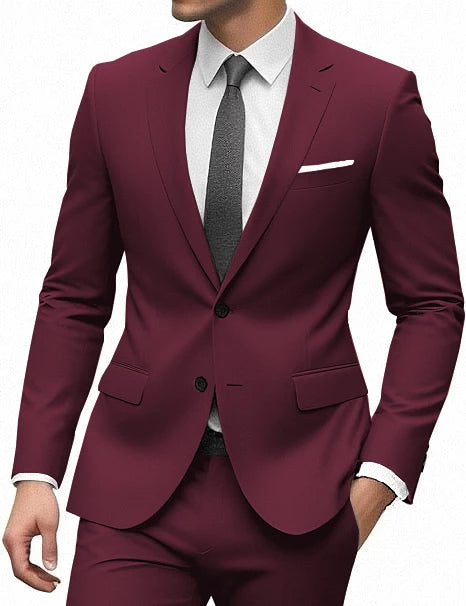 Elegant Suit for Men 2 Pieces Blazer and Pants Set Luxury Notched Lapel Tuxedo Suits for Men Formal Wedding Dresses Gentleman