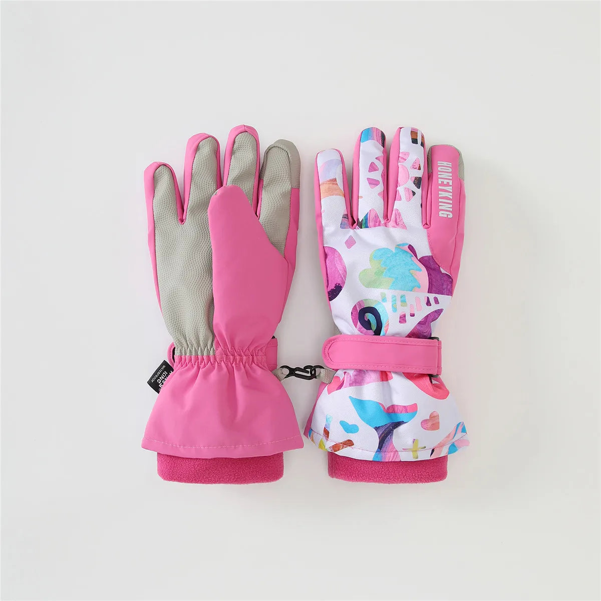 HONEYKING Kids Winter Ski Gloves Waterproof Warm Padded Mitten For Girls Boys Outdoor Skiing Cycling Windproof Snowboard Gloves