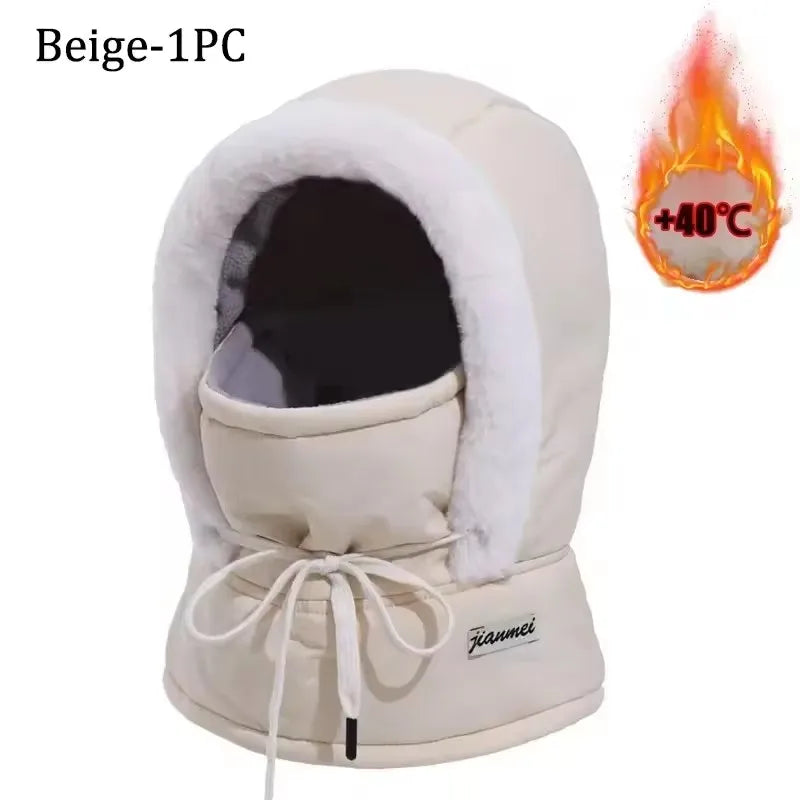 Winter Motorcycle Warm Neck Gaiter Windproof Outdoor Sports Mask Face Balaclava Cotton 3-in-1 Beanies Cap Warm Face Protection