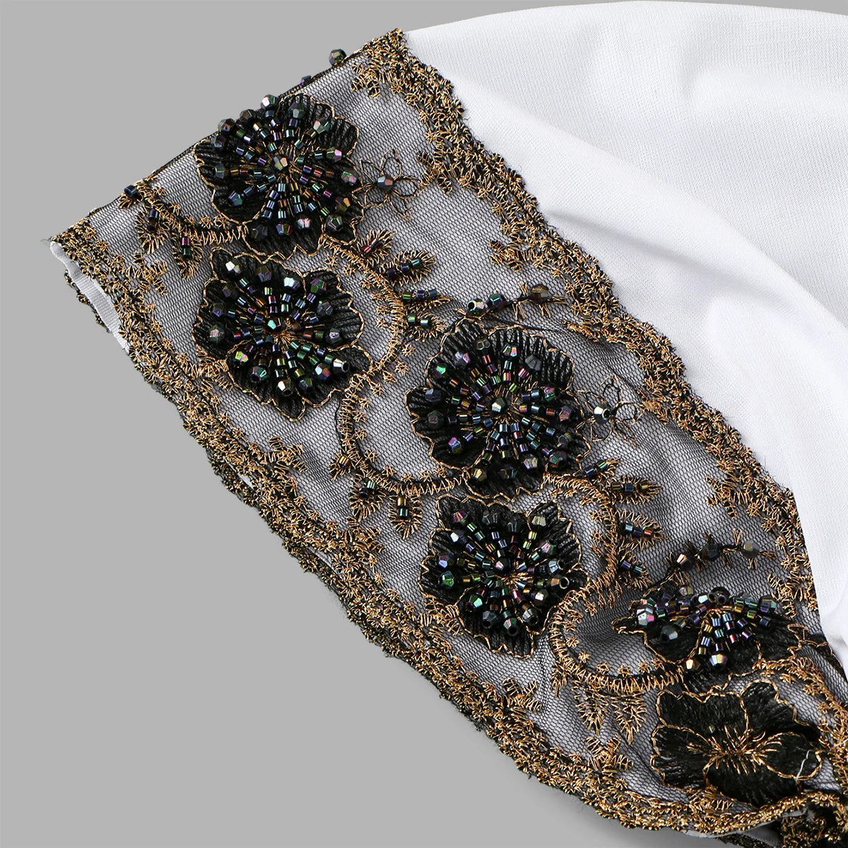 Women’s Luxury Pearl Embroidered Mesh Hijab Cap