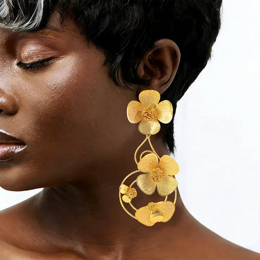 Women’s 18K Gold-Plated Botanical Drop Earrings