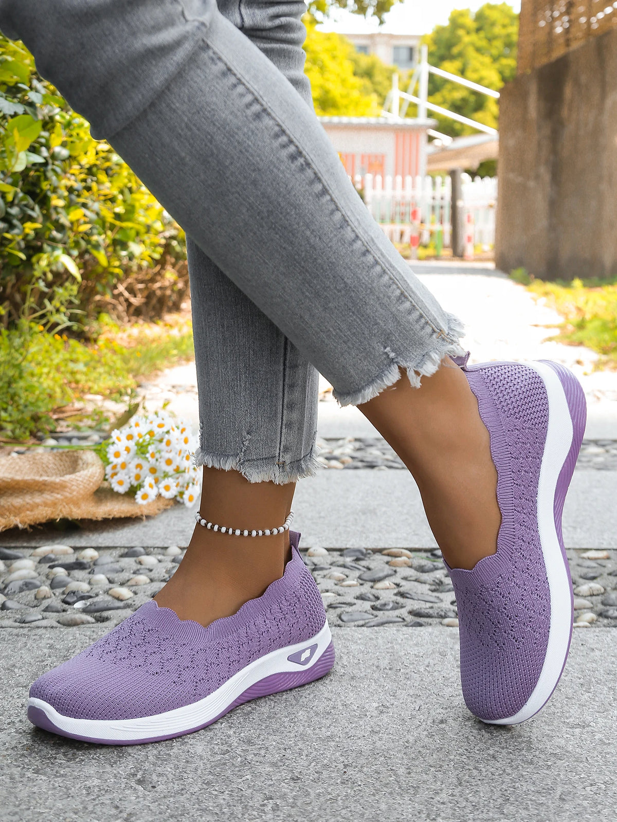 Women's 2026 Summer Breathable Knit Slip-On Sneakers Ultra Lightweight Soft Sole Comfortable Casual Loafers for Daily Work Walk