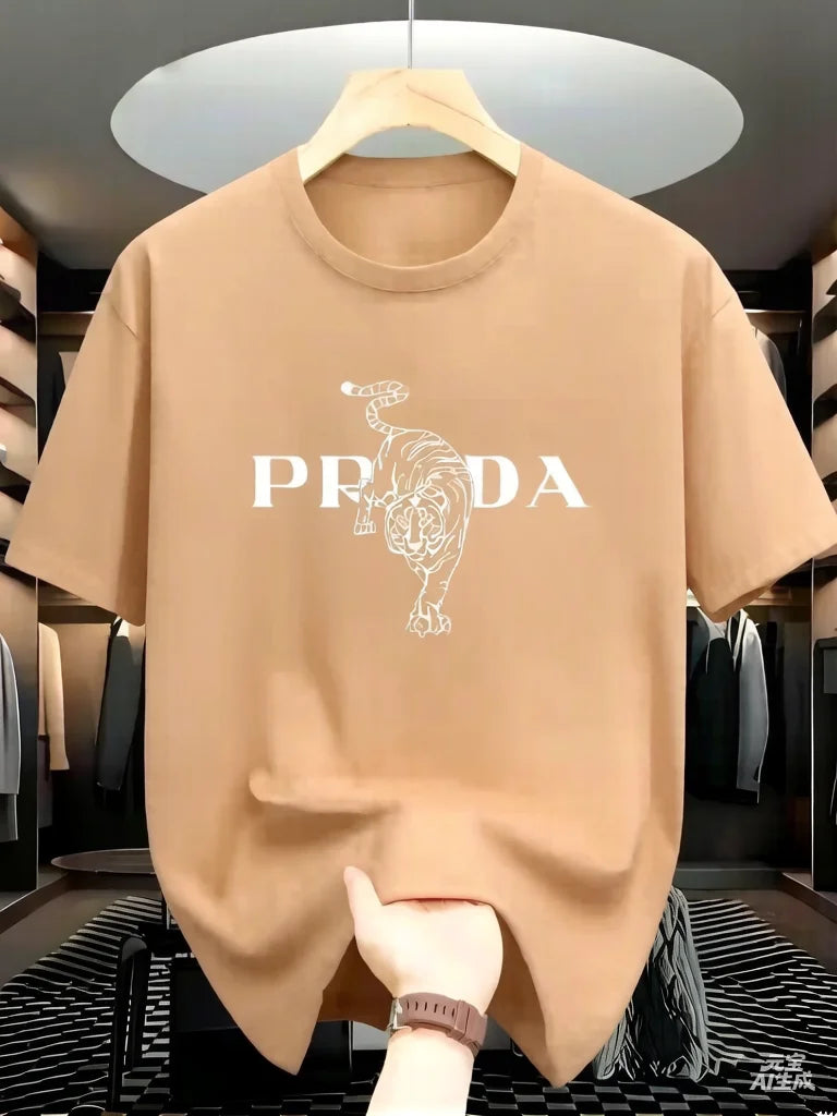 2025 Men's Luxury Graphic Print T-shirt Black White Contrast Short Sleeve Breathable  Summer Fashion Top