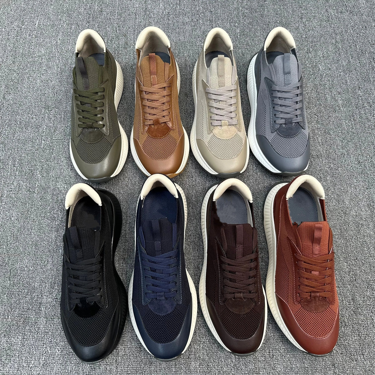 2026 Summer Breathable Sports Casual Shoes For Men, Thick Sole Height Increasing Lace Up Comfort Versatile Mesh Running Sneakers