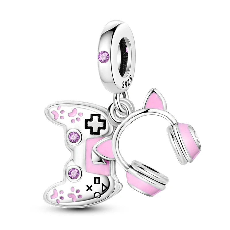 925 Sterling Silver Pink Ballet Girl Bow Pendant Charm Bead for Women – Elegant DIY Jewelry Making Charm for Bracelets & Necklaces
