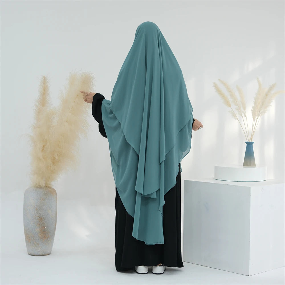 Women’s Elegant Chiffon Khimar & Abaya Set
