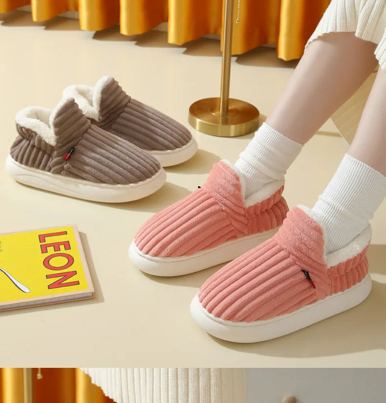 Evshine Soft Sole Slippers For Women Winter Fashion Women Fur Slippers Fuzzy Plush Men Slippers Warm Furry Women Cotton Shoes