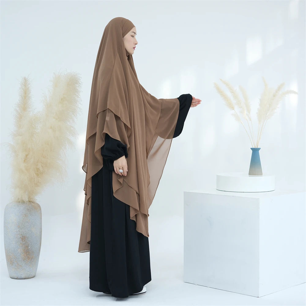 Women’s Elegant Chiffon Khimar & Abaya Set