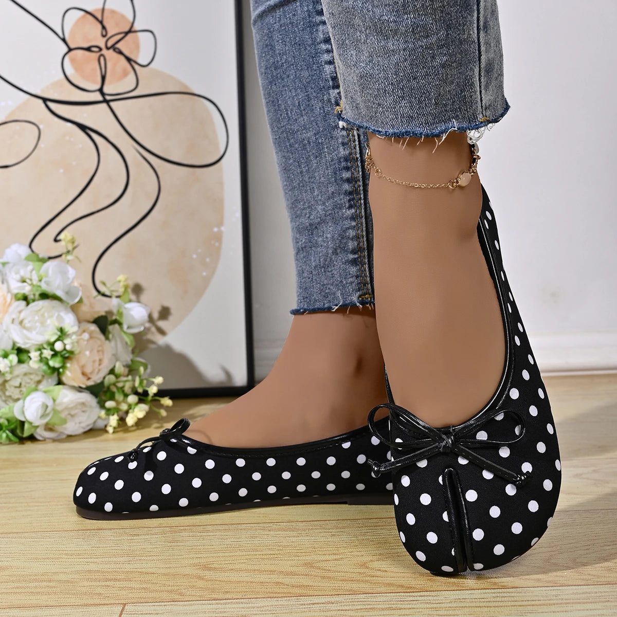 Soft Split Toe Tabi Ballet Flats Women Bowknot Leather Round Toe Ballerina Shoes Low Heel Slip On Loafers Casual Moccasins 2026