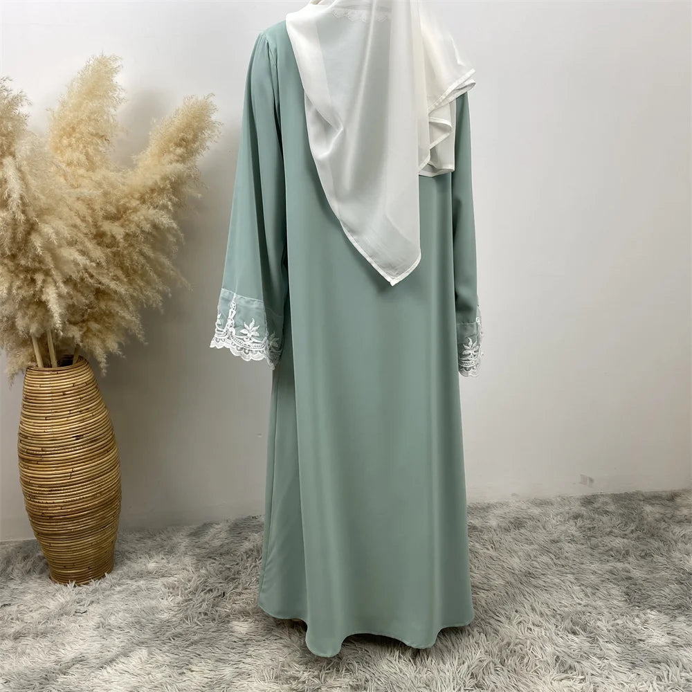 Women’s Lace Trim Nida Abaya with Pockets