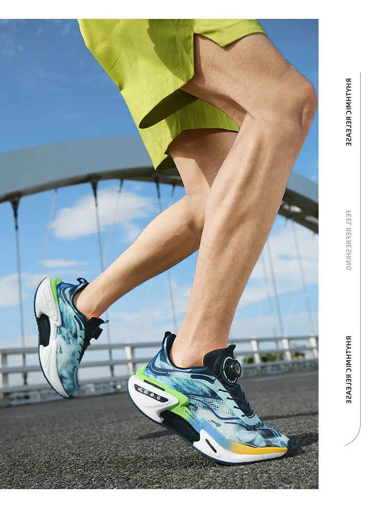 Elastic Speed Running Shoes for Men, Carbon Plate Push Rotating Buckle Sports Shoes for Women, Professional Shock-Absorbing